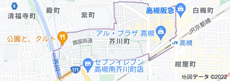 高槻市南芥川町の賃貸マンションの地図