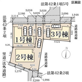 リーブルガーデン斑鳩町服部1丁目の区画図
