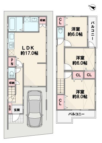 西野6丁目の間取り|南側の窓からの日差しがリビングの隅々までしっかりと届きます！
