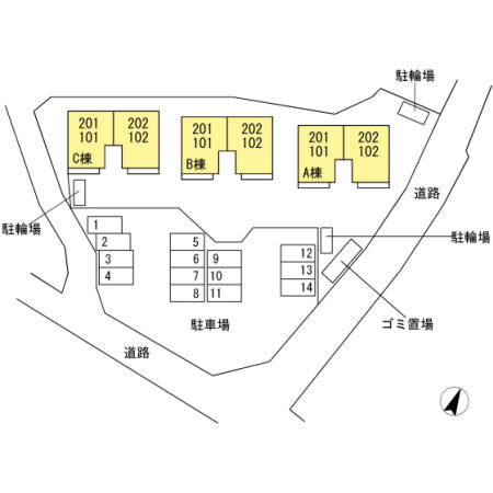 川崎市多摩区長尾５丁目のアパートの区画図