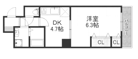 大阪市中央区船越町２丁目の賃貸マンションの間取り