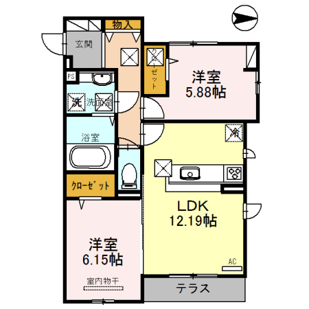 【間取り】 | セントラル ポー　B