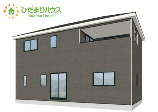常陸大宮市泉第6　新築戸建　2号棟の外観パース|デザイナーズのようなお洒落な外観です(^^♪