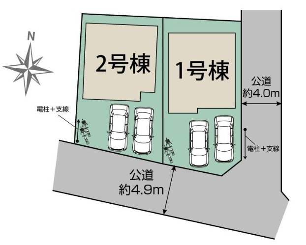 桶川市坂田　全２棟　２号棟の区画図