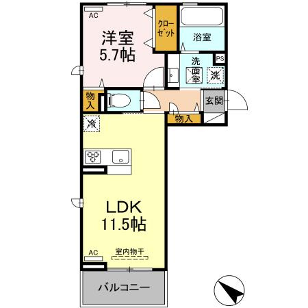 D-ROOM隈府　A棟の間取り