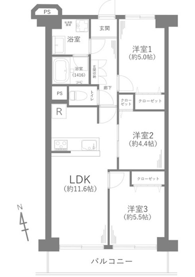 【間取り】 | ペット飼育可　海老名スカイハイツ4階　3ＬＤＫリフォーム済み | 宅地建物取引士による不動産のご説明・現地のご案内、住宅金融普及協会住宅ローンアドバイザーが住宅ローンのアドバイスから融資実行までのお手伝いをしっかりサポートします♪