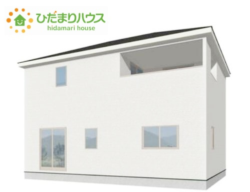 常陸大宮市泉第6　新築戸建　3号棟の外観パース|白を基調とした明るい印象を受ける外観です！