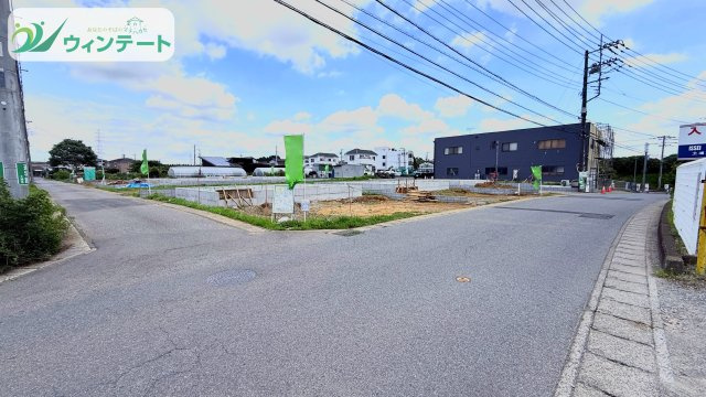 土浦市木田余西台第2　新築戸建　7号棟の前面道路含む現地写真|現地土地写真です！南側道路で陽当たり良好。周辺環境と合わせてご覧ください！