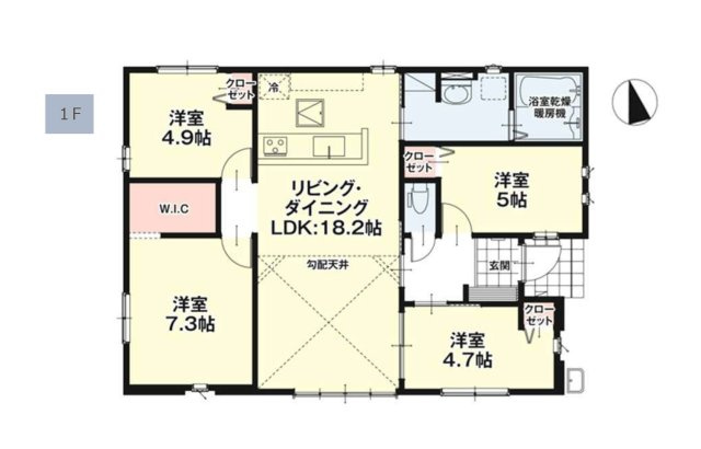 S・大野城市南ケ丘2丁目第3-2棟（2号棟）　の間取り|全居室収納付きで便利です。
