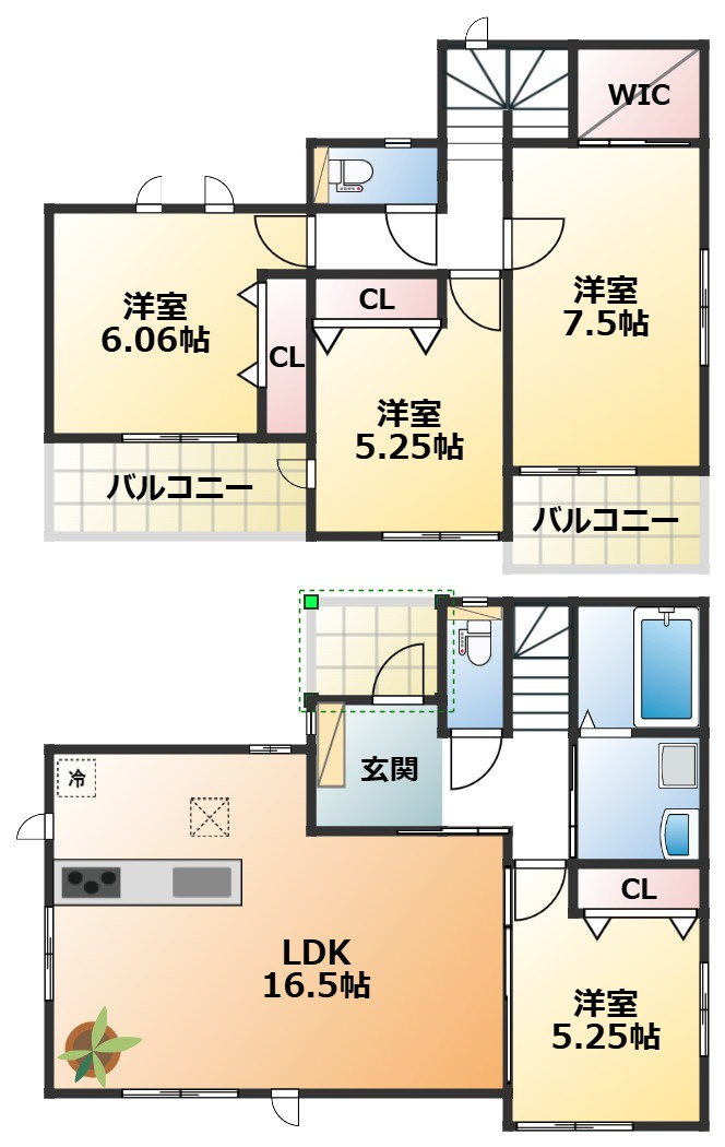 ハートフルタウン宇都宮市松原2丁目1825番の間取り