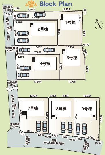 土浦市木田余西台第2　新築戸建　9号棟の区画図|敷地175.31㎡の整形地。駐車も余裕があり、暮らしやすい住まいです。