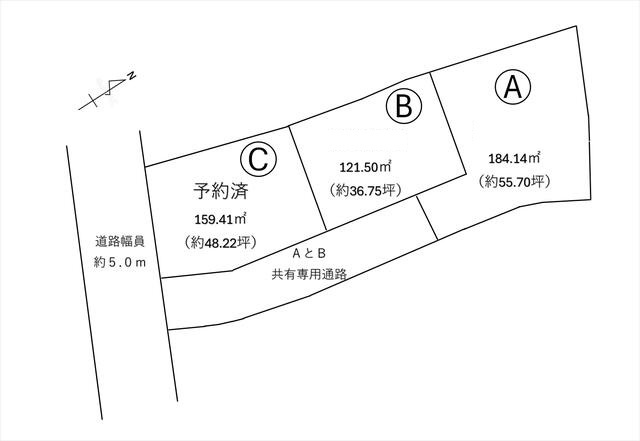 加古川市平岡町新在家（全3）土地　B号地の土地図|B号地　敷地約36.75坪です。