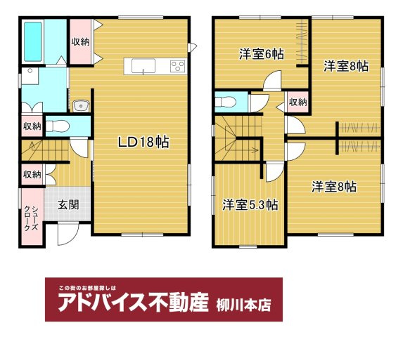 柳川市東蒲池の新築一戸建の間取り