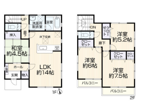 大磯町国府本郷　中古戸建の間取り