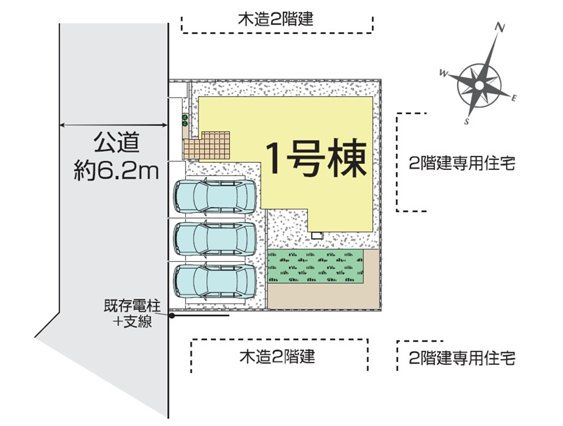 【BLOOMING GARDEN】　久喜市鷲宮4丁目　全1邸の区画図|配置図