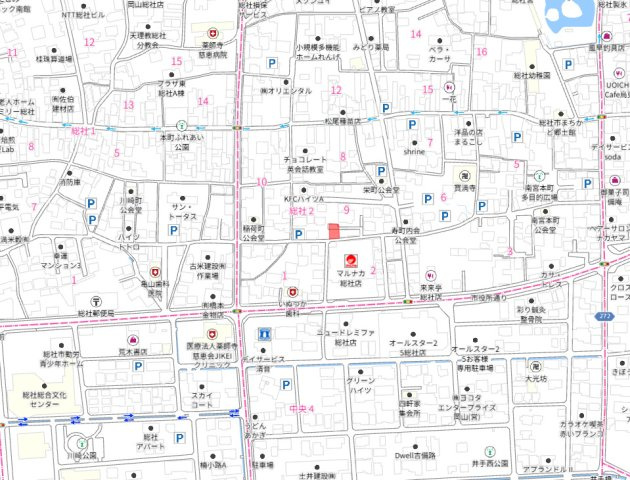 総社市総社2丁目　1区画の地図
