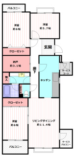 【間取り】 | 北柏ライフタウン5丁目第一団地 | 全室フローリングとなっており、収納豊富なお部屋です