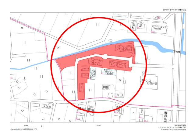 うきは市 ８棟バルク 売アパート（クレイドルABC・フローラタウンABCDE）の地図|詳細地図