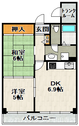ジャルダン宝塚中山台弐番館Ａ棟の間取り