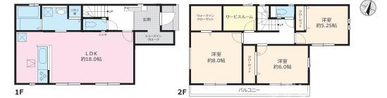 平塚市御殿3丁目　新築戸建　全３棟の間取り|南向き　３LDK