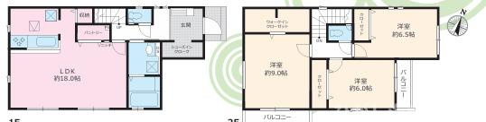 平塚市御殿3丁目　新築戸建　全３棟の間取り|南向き　３LDK