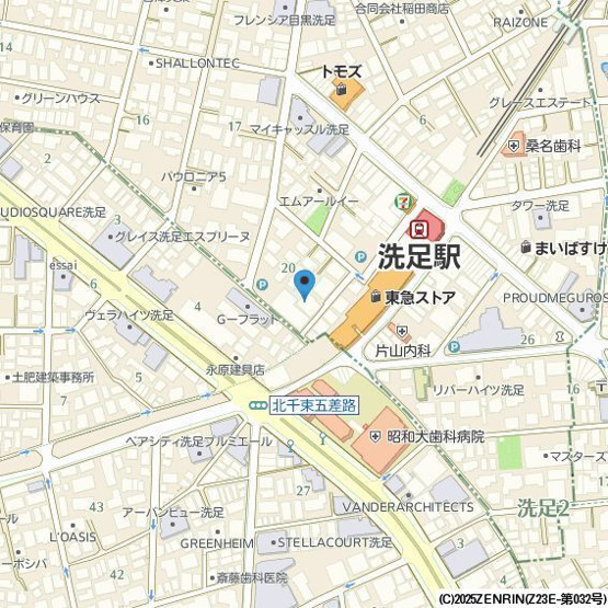 【地図】ポラスト洗足