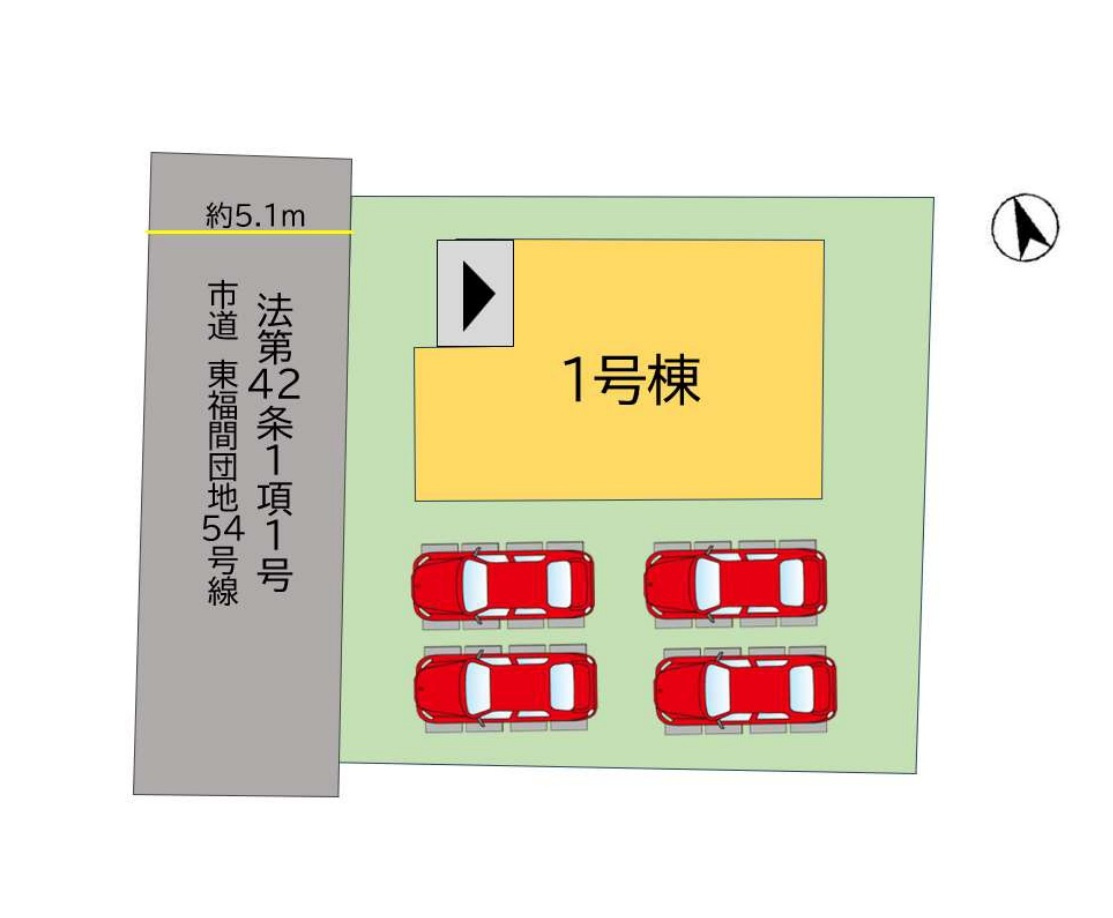 福津市東福間7丁目第2-1棟（1号棟）の区画図|配置図