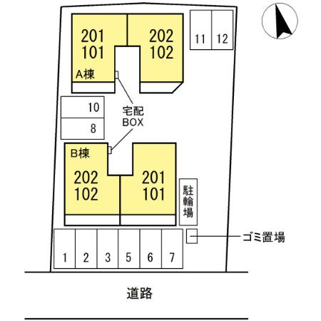 サンハイツ B棟の区画図