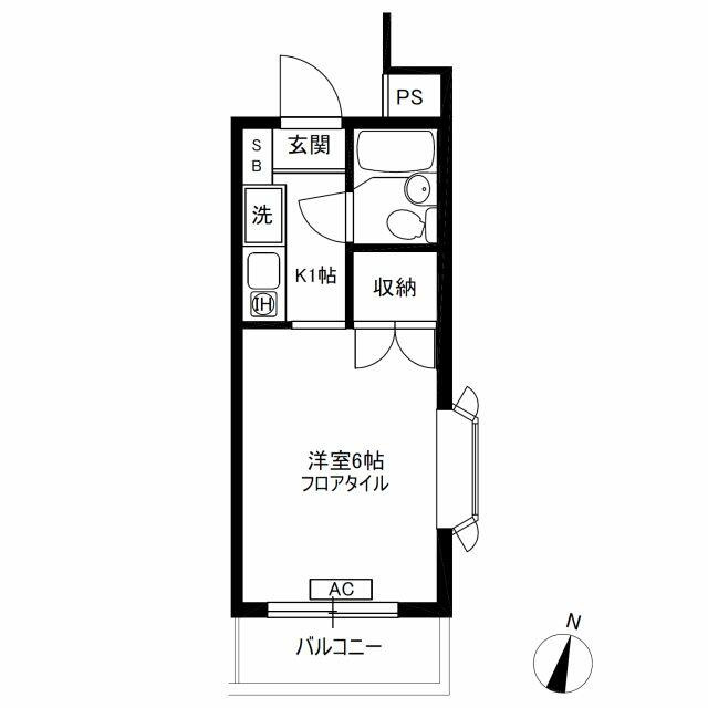 南向きバルコニーの１Ｋタイプ