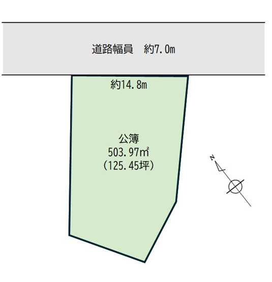 【土地図】 | 【建築条件なし】大仙市大曲住吉町 解体更地渡しの125.45坪(公簿)閑静な住宅街の100坪超物件