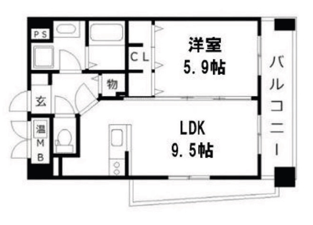 モンルポ博多駅東の間取り|使いやすい間取りです。