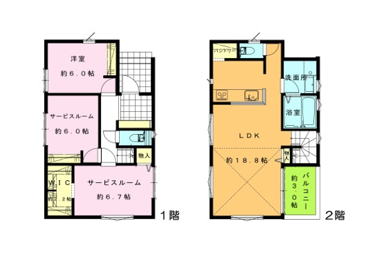 ◎茅ヶ崎市西久保　新築戸建　C棟の間取り|1LDK+2S☆