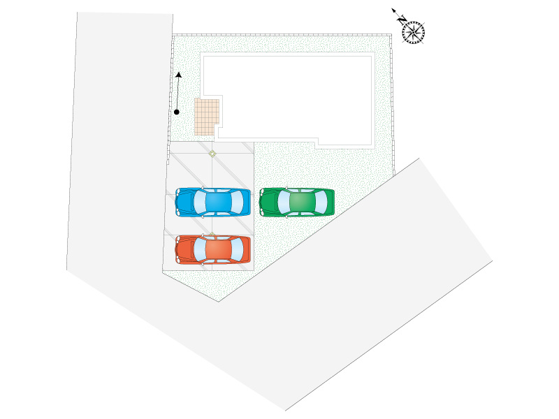 【館林市緑町8期全1区画　区画図】
敷地面積194.17㎡(58.73坪)
建物面積110.41㎡(33.39坪)
南側と西側の両方から車の出入りが可能ですので便利ですね！