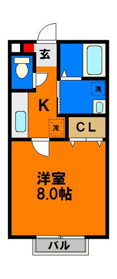 【間取り】 | エクセル8 | 女性限定のアパート♪使いやすい8帖タイプのお部屋☆エクセル8