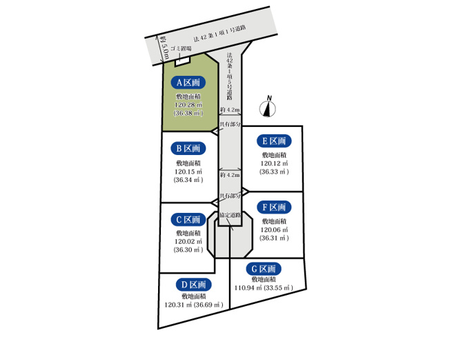 【土地図】 | 川越市上戸　建築条件無売地　全7区画　(ふじみ野店) | 全区画33坪超のゆとりある敷地で、理想の住まいづくりを。