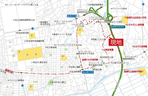 タマタウン益城台地西／上益城郡益城町広崎／3号棟の地図