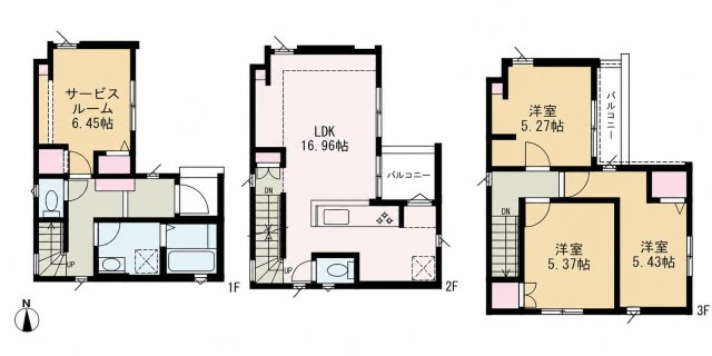 オープンライブス吉町コンフォートの間取り|３LDK＋S　建物面積90.93㎡　
LDKは16.96帖と広々しています。