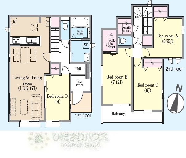 江戸川台東4丁目161番　新築戸建　A号棟の間取り|4LDK+WIC収納+カースペース2台分
