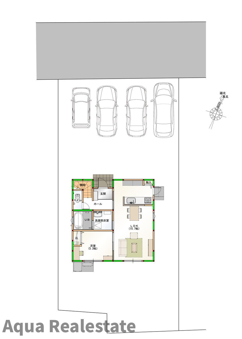 オール電化デザイナーズハウス丸亀市前塩屋町③の区画図