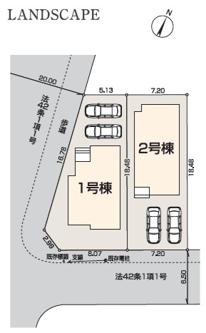 青梅市今井3丁目　新築戸建全2棟の区画図