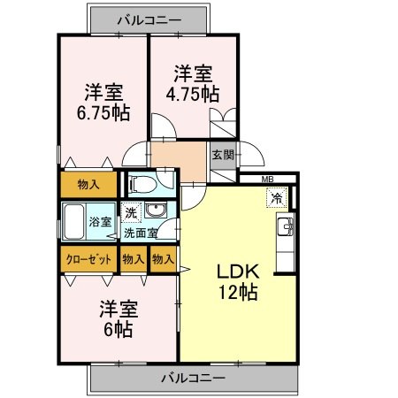 ヴォルスの間取り|間取りです。