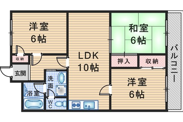 第２マンション寺直の間取り
