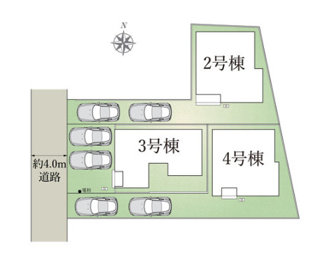 厚木市妻田西1丁目　新築戸建　全4棟2号棟の区画図