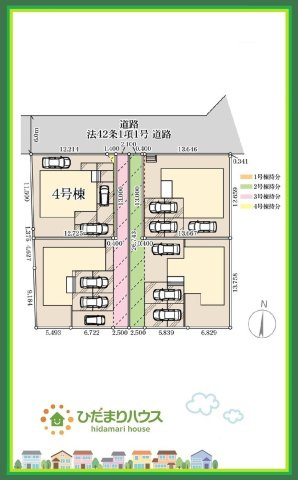 ひたちなか市中根9期　新築戸建　4号棟の区画図|たっぷりの陽光と心地よい風が舞い込む住まい♪