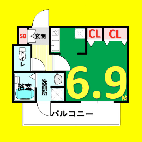 プレサンス金山グリーンパークス　名古屋市賃貸　仲介手数料無料の間取り