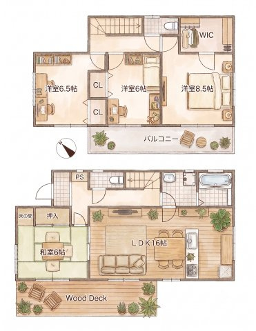 春日市小倉２丁目の中古一戸建の間取り