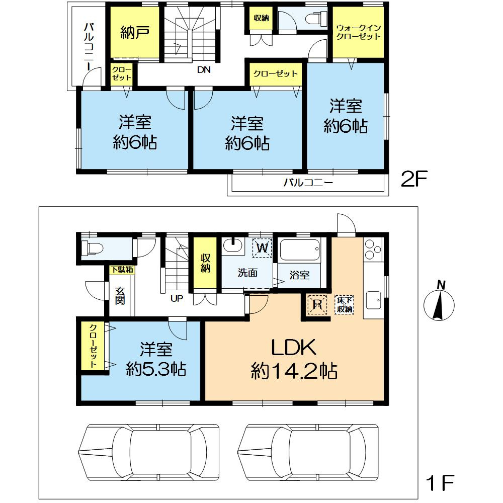 東白川台４丁目戸建の間取り|■全居室南向き＆収納有、廊下収納＋ウォークインクローゼット２つ