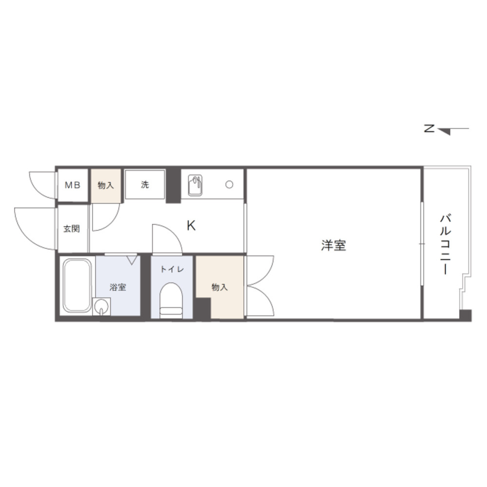 アルファ西古松の間取り|専有面積：24.16㎡のワンルームマンションです。