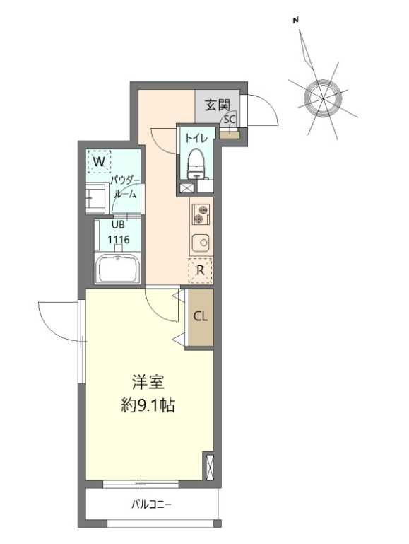 瑞雲　駅徒歩1分　ネット無料　築浅　南西角部屋の間取り