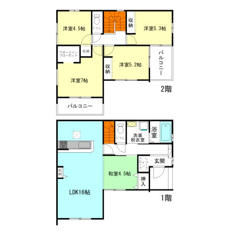 【間取り】 | テラシエ高崎市棟高町1期ー① | リビング横には続き和室付5LDK間取りです！
玄関には嬉しいシューズインクローク完備！